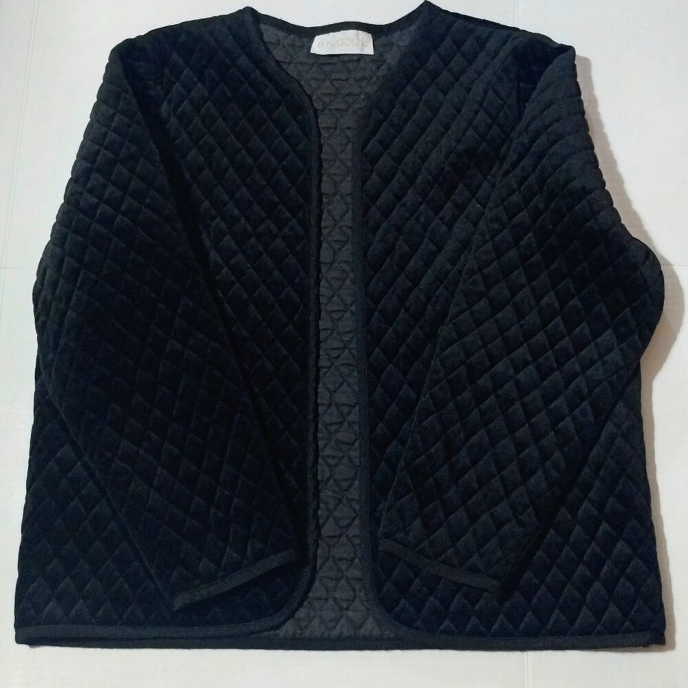 Vintage DK Gold Black Quilted Velvet Jacket Women's L / XL